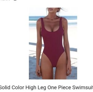 Solid color one piece swimsuit